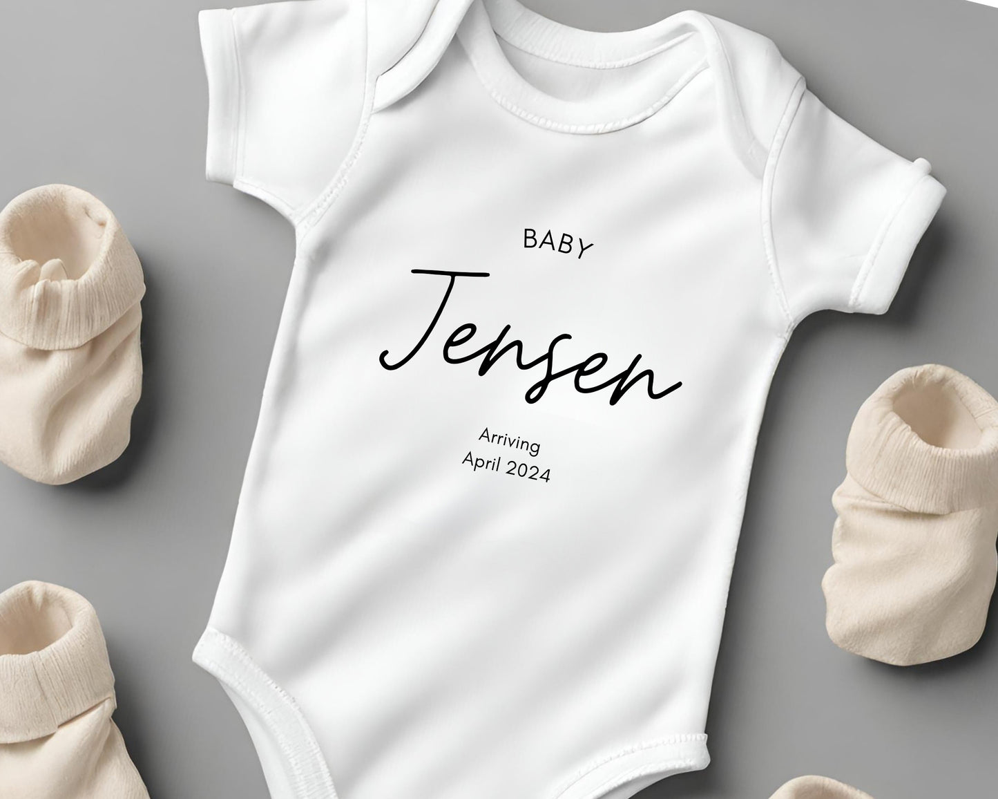 Custom Last Name Announcement Onesie, Custom Due Date Announcement, Pregnancy Announcement, Pregnancy Reveal, Custom Onesie
