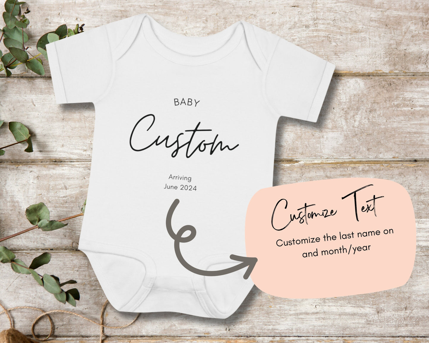 Custom Last Name Announcement Onesie, Custom Due Date Announcement, Pregnancy Announcement, Pregnancy Reveal, Custom Onesie