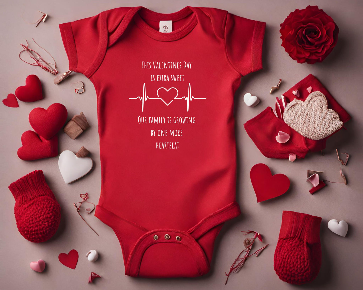 Valentines Day Pregnancy Announcement Bodysuit, Custom Valentines Pregnancy Announcement, Valentines Pregnancy Reveal, Custom Due Date