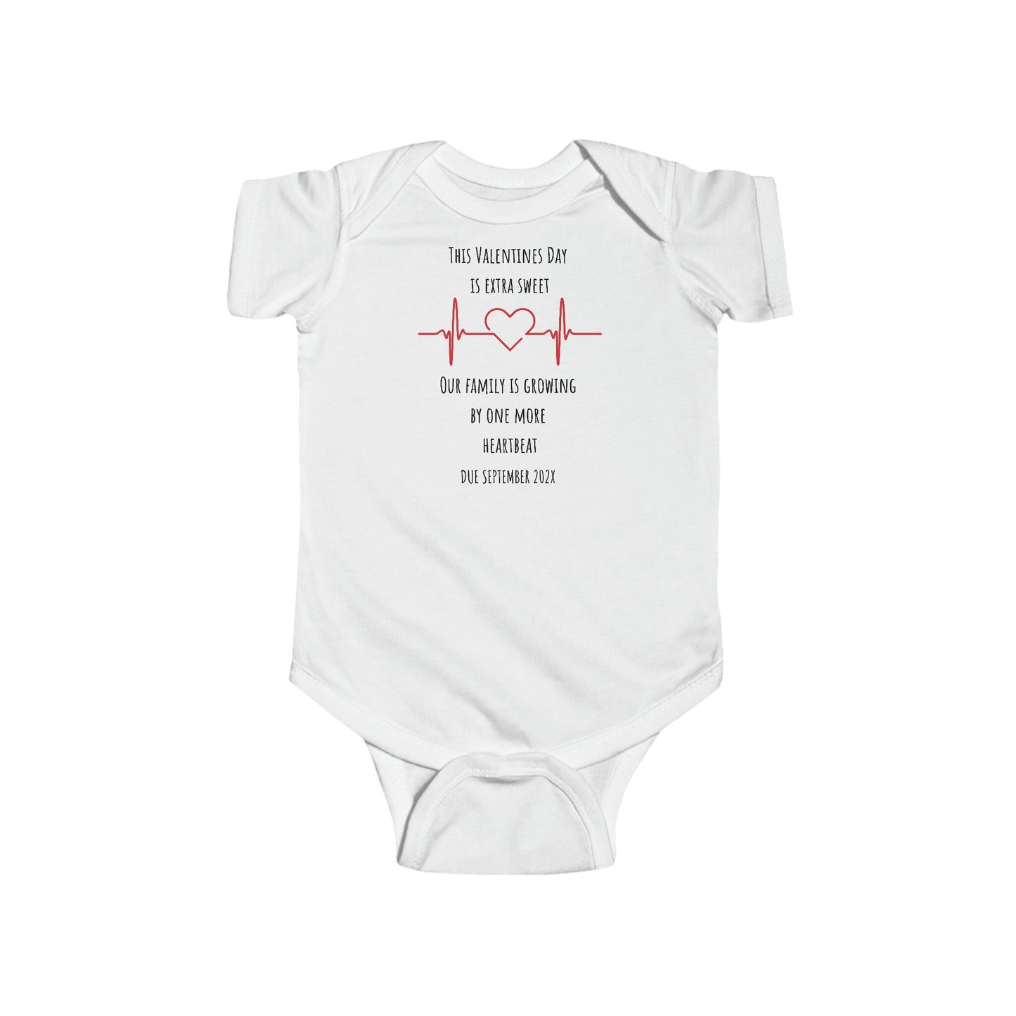 Valentines Day Pregnancy Announcement Bodysuit, Custom Valentines Pregnancy Announcement, Valentines Pregnancy Reveal, Custom Due Date