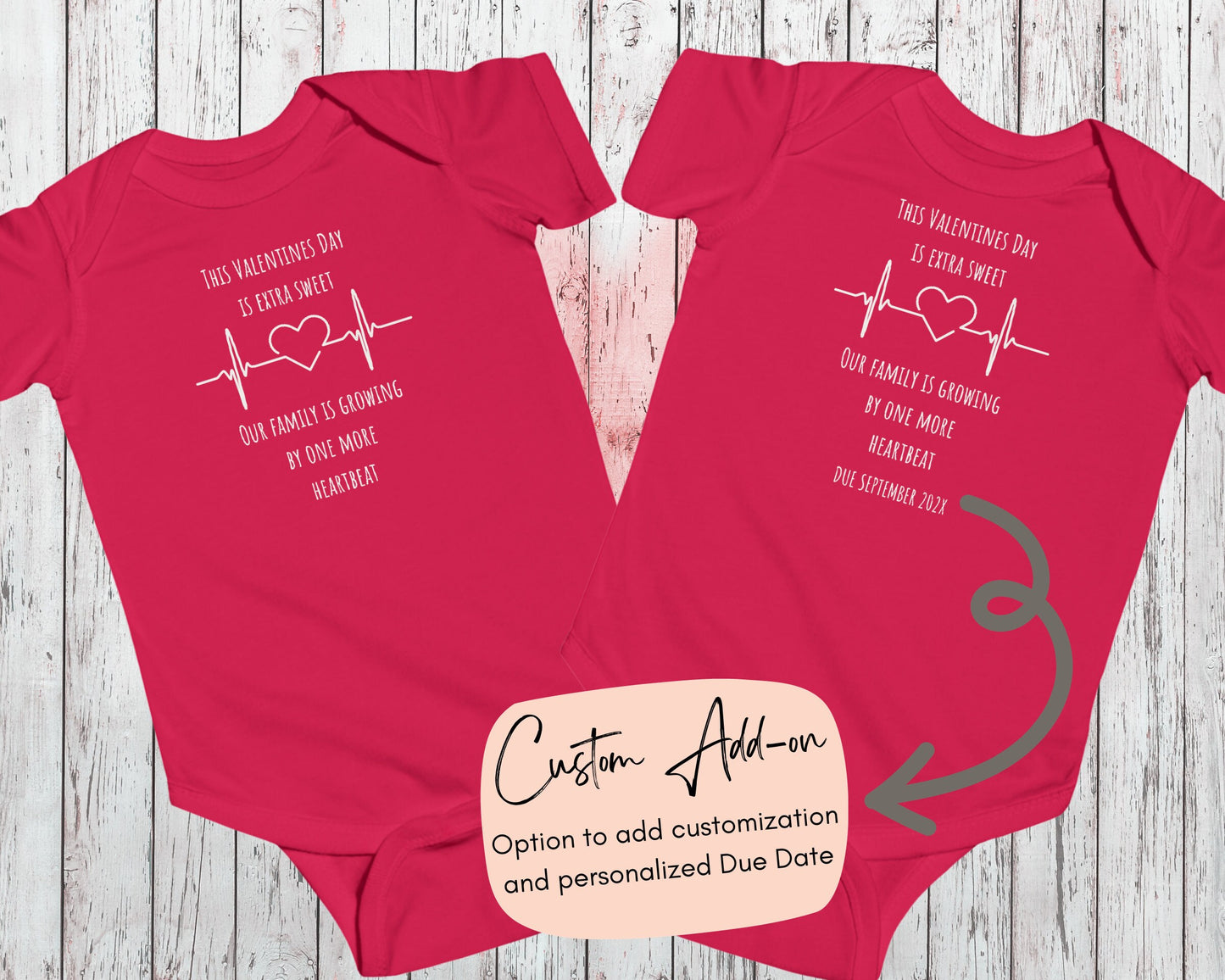 Valentines Day Pregnancy Announcement Bodysuit, Custom Valentines Pregnancy Announcement, Valentines Pregnancy Reveal, Custom Due Date