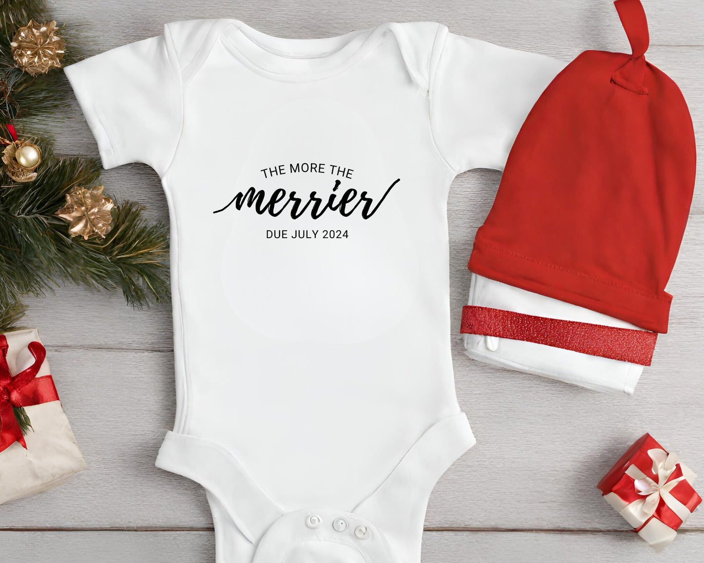 Custom Christmas Pregnancy Announcement Onesie , Due Date Announcement, Christmas Pregnancy Announcement, Pregnancy Reveal, Custom Onesie