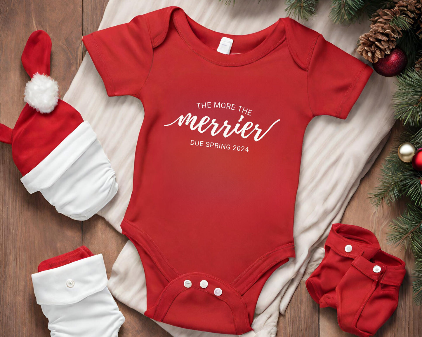 Custom Christmas Pregnancy Announcement Onesie , Due Date Announcement, Christmas Pregnancy Announcement, Pregnancy Reveal, Custom Onesie