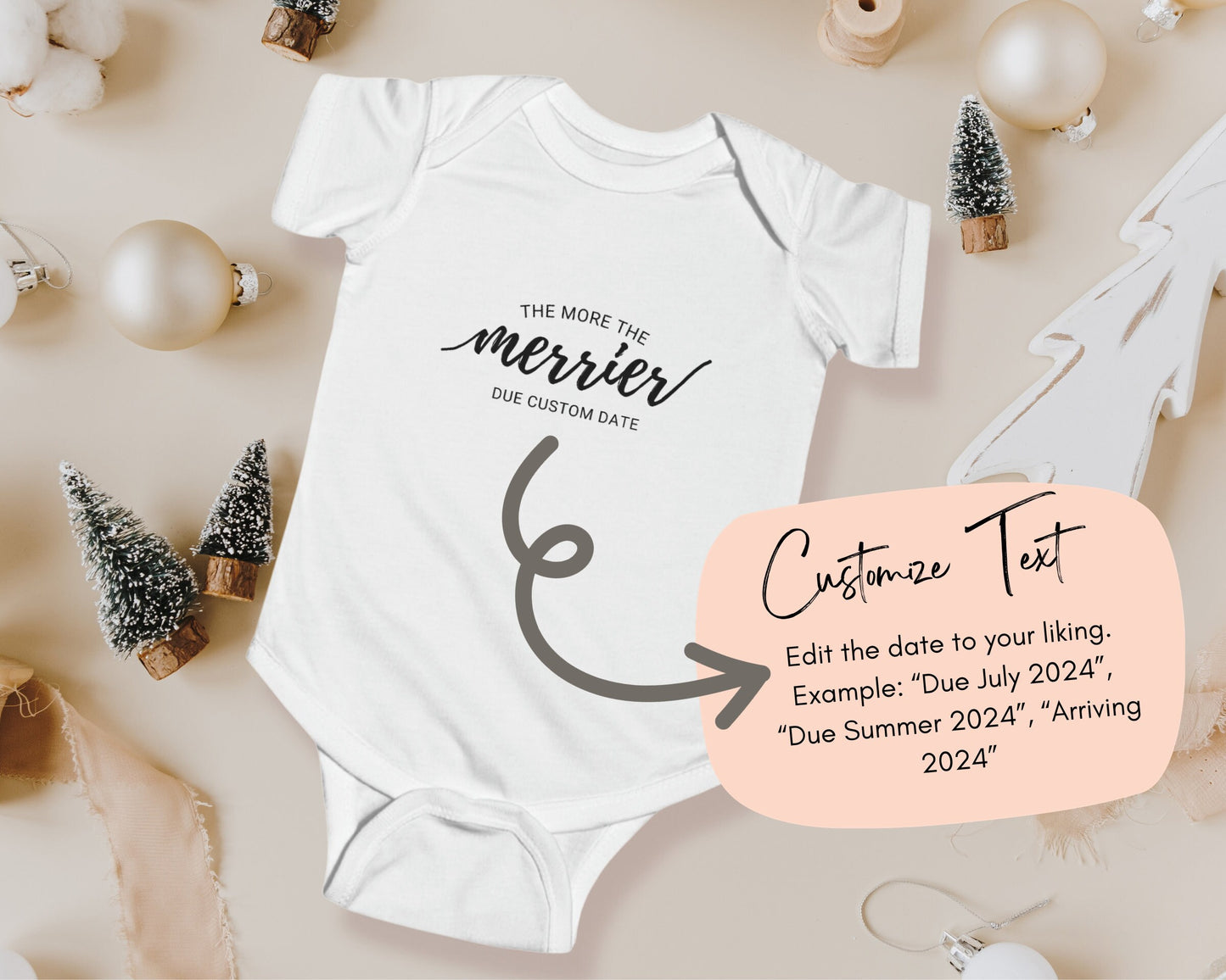 Custom Christmas Pregnancy Announcement Onesie , Due Date Announcement, Christmas Pregnancy Announcement, Pregnancy Reveal, Custom Onesie