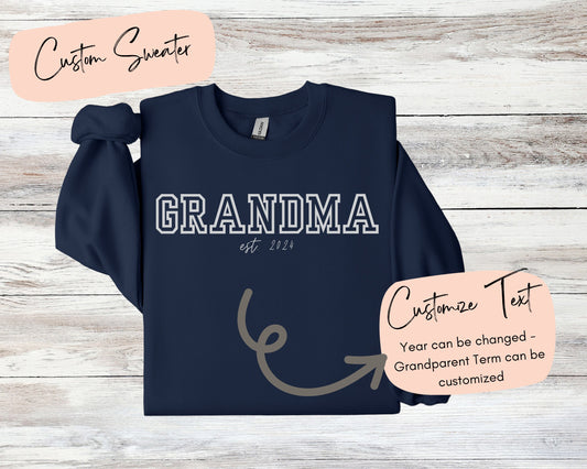 Personalized Grandma Sweater, Custom Nana Sweater, Gift for Grandma, Grandma pregnancy reveal, Custom Grandma Sweater, Christmas Gift